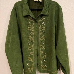 💐Erika Woman Green Lightweight Suede Jacket